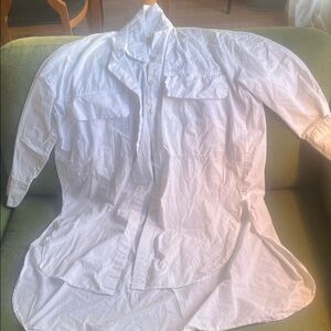 White Button-Up Beach Cover-Up Shirt